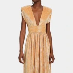 Sabina Musayev Luciana Midi Dress in Orange Metallic Size M